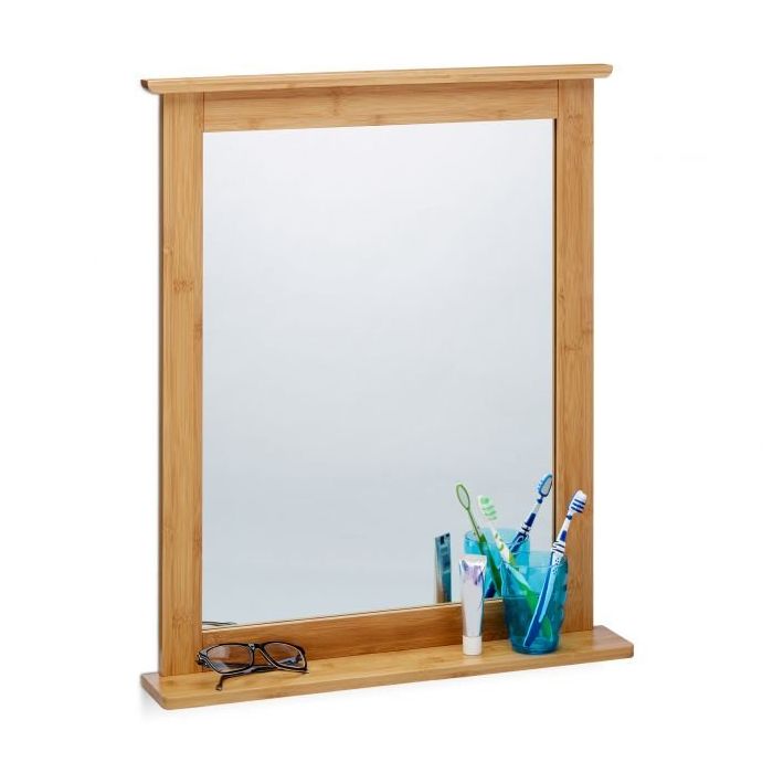 Hanging mirror 68x56x9.5cm., light brown