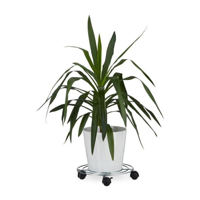 Plant tray with wheels 6x32x32cm., silver/black