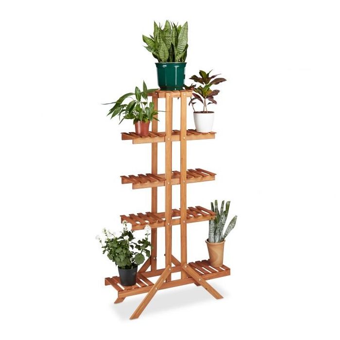 Stojak na kwiaty z 5 półkami 142,5x83x28,5cm, jasnobrązowy