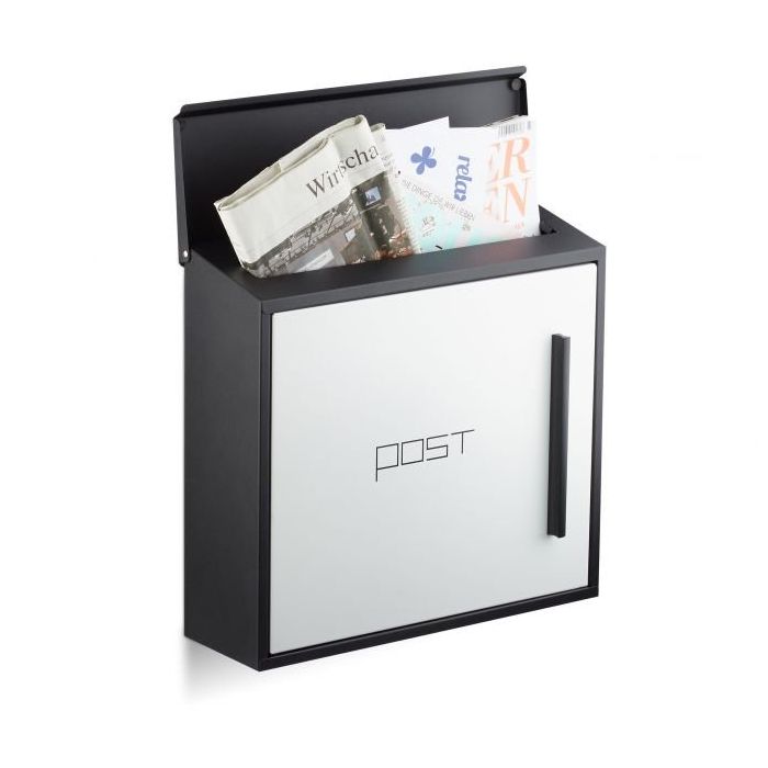 Mailbox 33x35x12.5cm., black/white