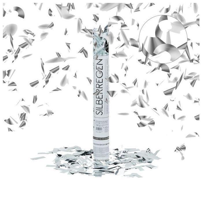 Confetti cannon 40x5x5cm., silver color