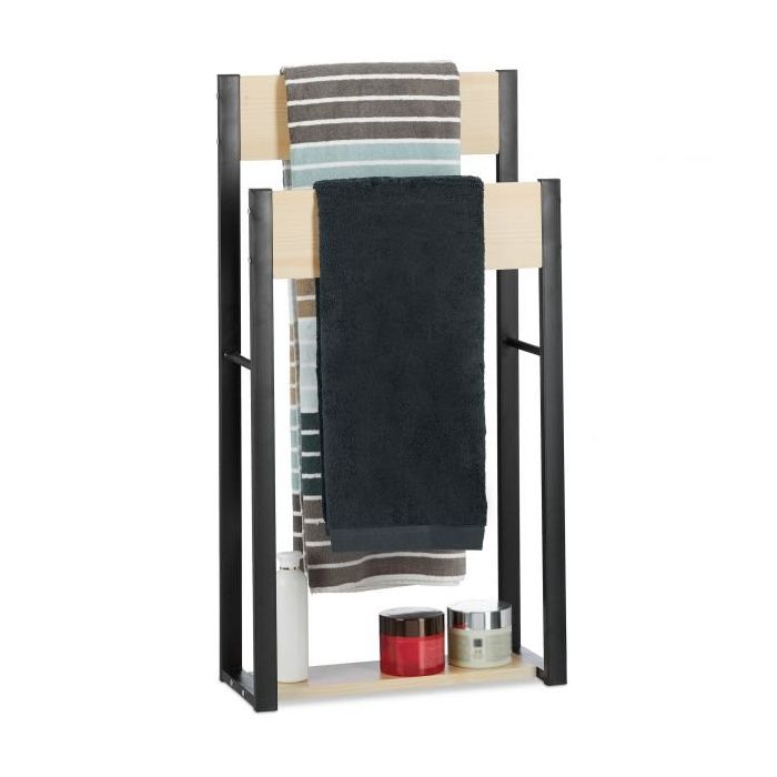 Towel rack 86x45x19cm., light brown/black
