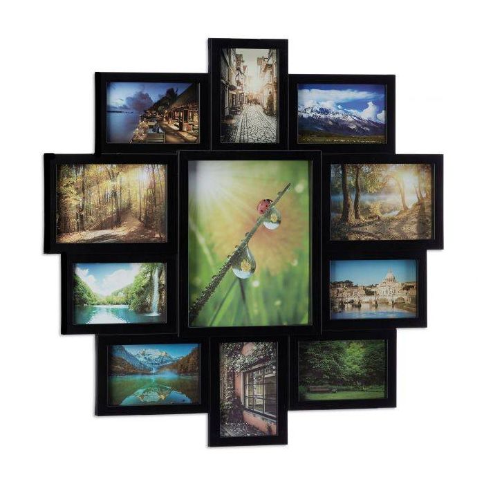 Коллаж из 11 фотографий 61,5x61,5x2см., черный цвет
