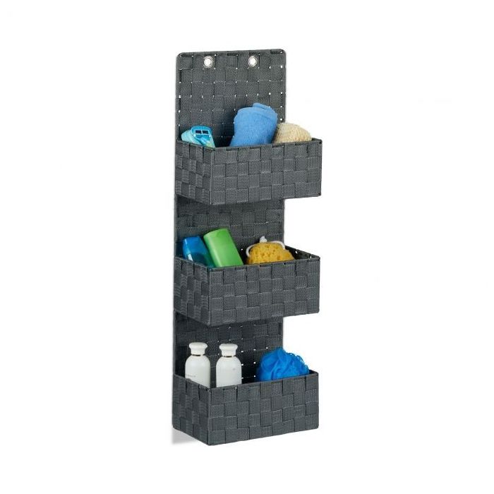 Organizer wiszący z 3 przegródkami 75x25x15cm, szary