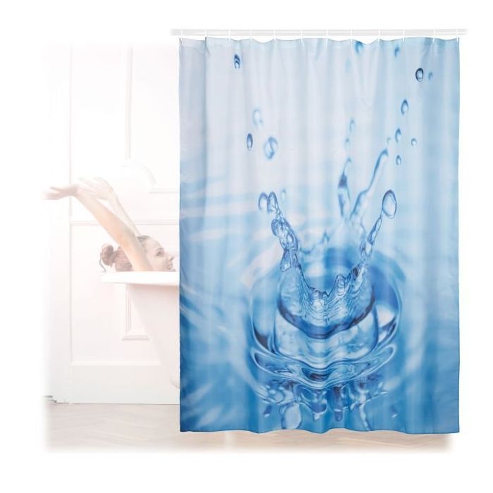Shower curtain 180x180x0.1cm., light blue/white