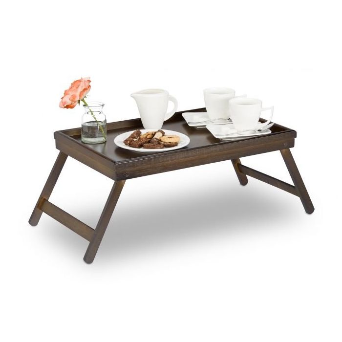 Foldable bed tray 22.5x64x31cm., dark brown