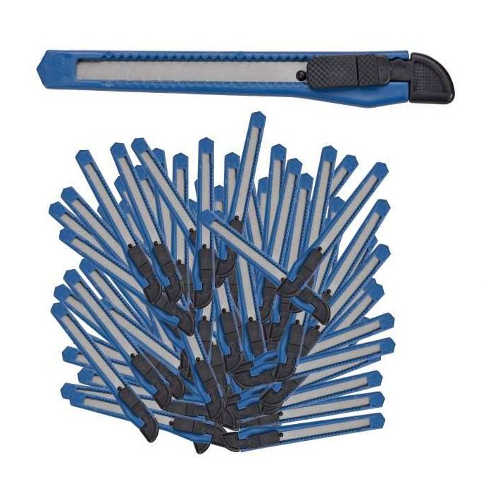 Set of 100 construction knives 1x1.8x13cm., blue/black/silver