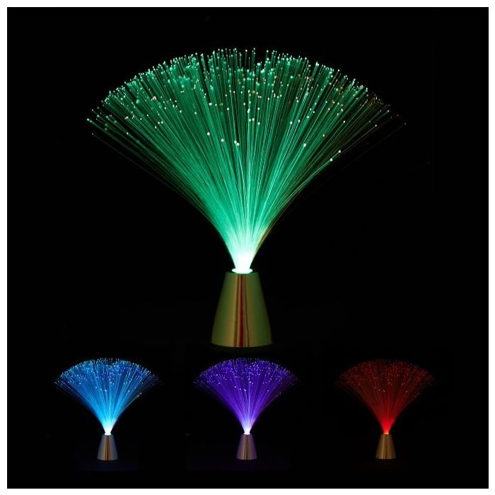 Lampa światłowodowa z funkcją zmiany koloru 33x33x7,5cm, srebrno-biała