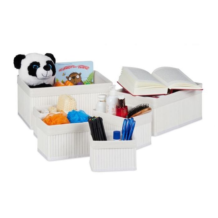 Set of 6 baskets, white
