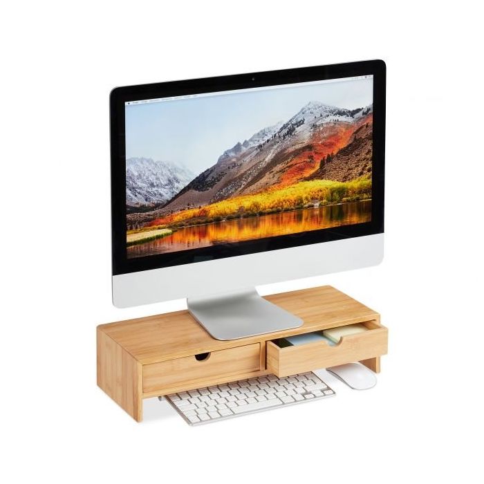 Podstawka pod monitor z szufladami 11,5x47x18cm, jasnobrązowa