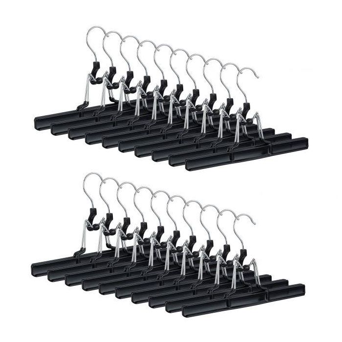Trouser hangers 20pcs, black/silver color