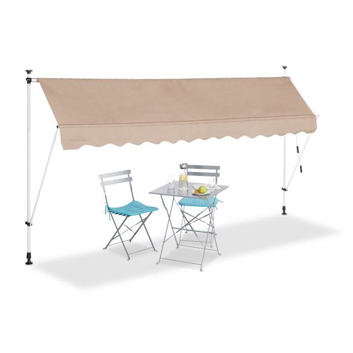 Markiza automatycznie zwijana 350x120cm, beżowo-biało-czarna
