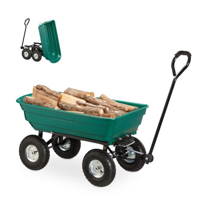 Firewood cart 50.5x52.5x115.5cm., dark green/black/silver color