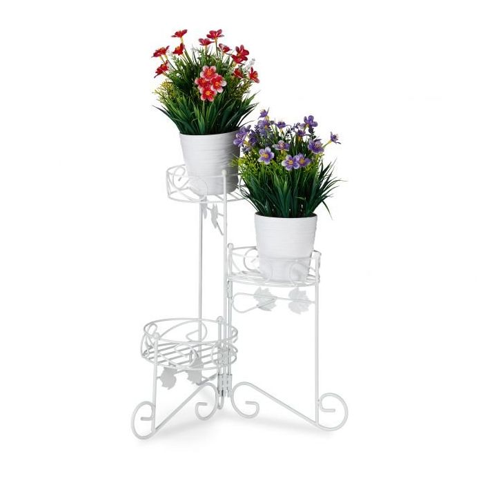 Folding flower stand with 3 shelves 40x30x42cm., white