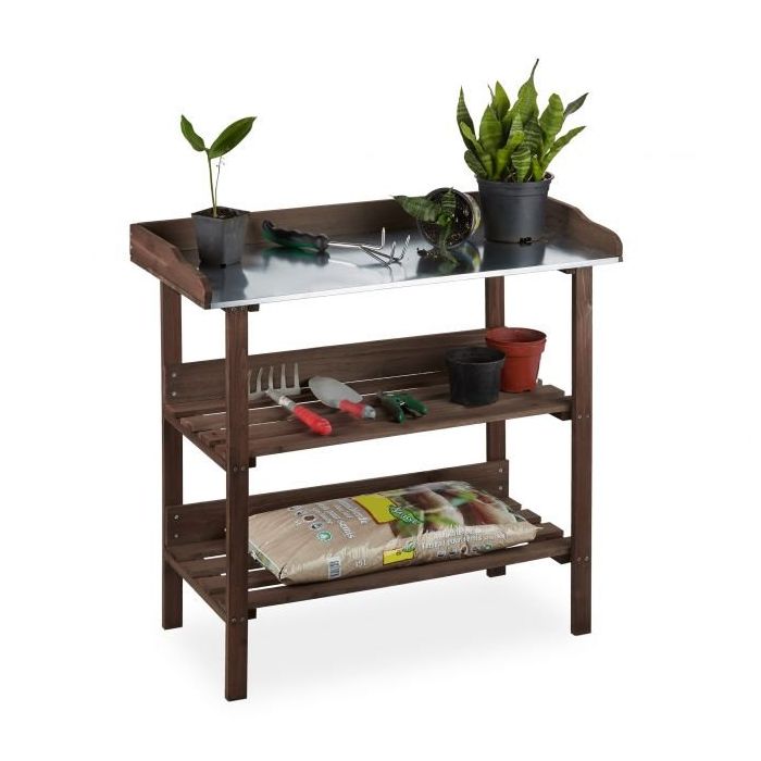 Transplanting table 86x92x42cm., dark brown/silver color