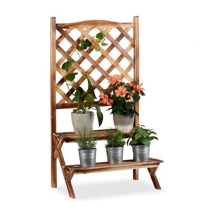 Flower stand with 2 shelves 109x61x40cm., dark brown/light brown color