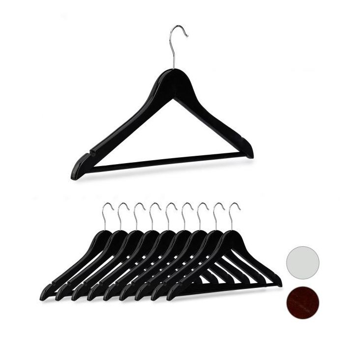 Clothes hangers 10pcs, black/silver
