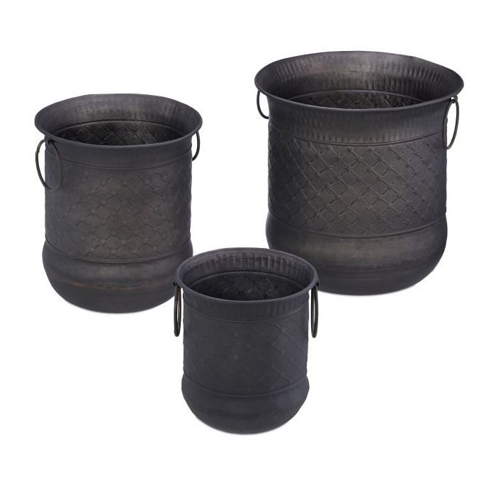 Set of 3 pots, dark grey