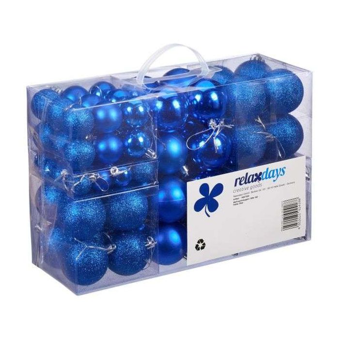 Set of 100 Christmas balls, blue/silver