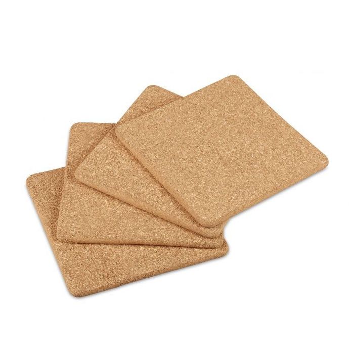 Set of 4 coasters 1x18.5x18.5cm., light brown