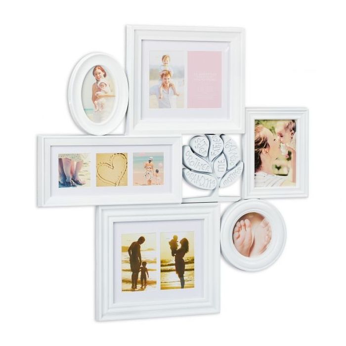 Collage of 10 photos 70.5x70.5x3.5cm., white color