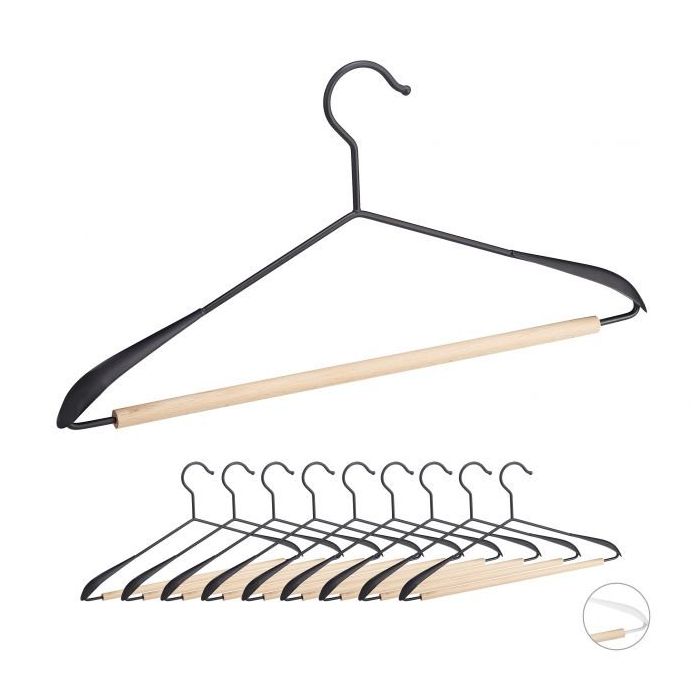 Clothes hangers 10pcs, light brown/black