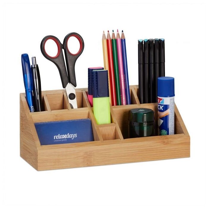 Writing instrument organizer 9.5x23x9 cm., light brown