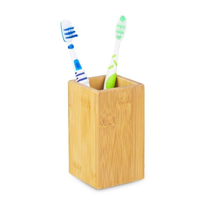 Toothbrush cup 11.5x6.5x6.5cm., light brown
