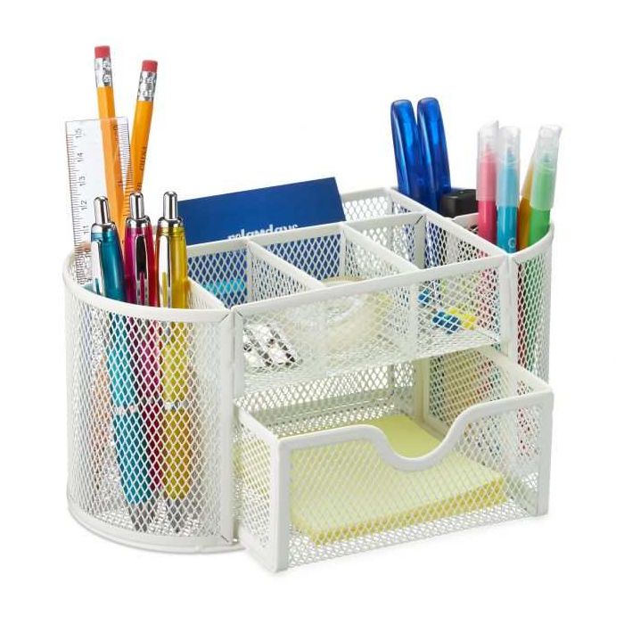 Writing instrument organizer with 1 compartment 10.5x22x11 cm., white