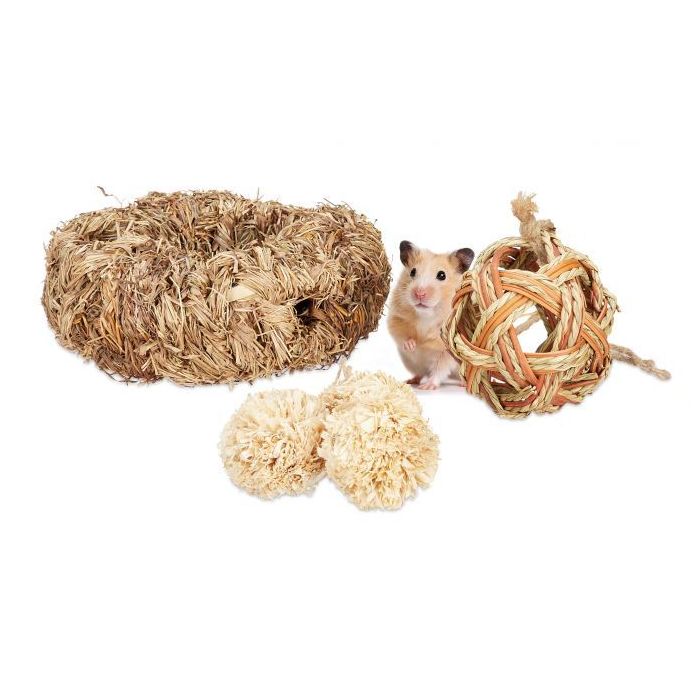 Set of 5 hamster accessories, light brown
