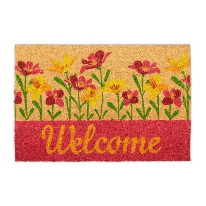 Wycieraczka "Welcome" z kwiatami 60x40 cm.