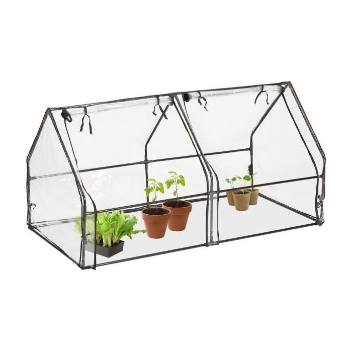 Przezroczysta mini szklarnia do roślin 92x180x92cm, kolor czarny