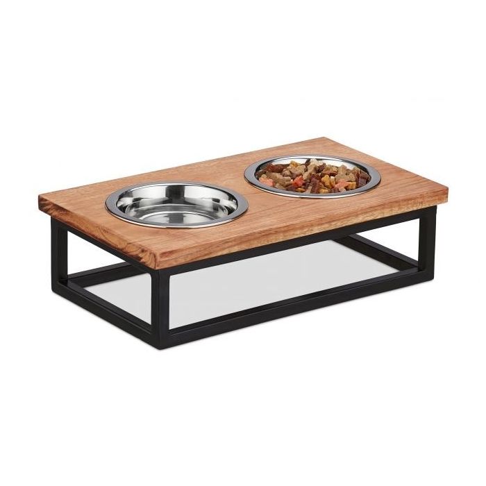 Bowls with stand 9.5x34x19.5cm., light brown/black/silver color