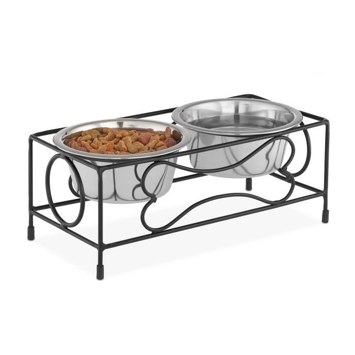 Bowls with stand 13.5x36x17.5cm., black/silver color