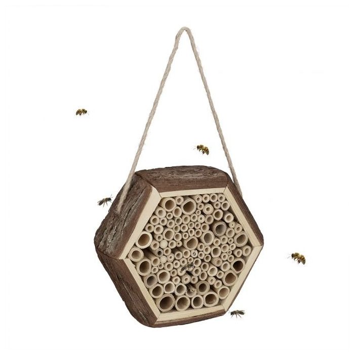 Insect hotel 18x20x7cm., light brown/brown color