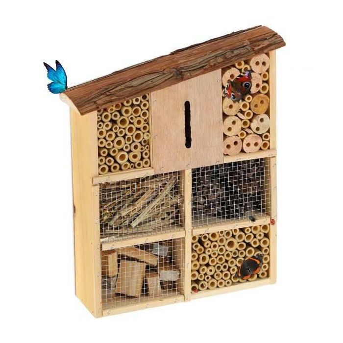 Insect hotel 34x27.5x8cm., light brown/brown color