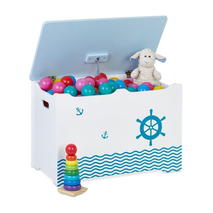Storage box 40x60x34cm., blue/white/light blue