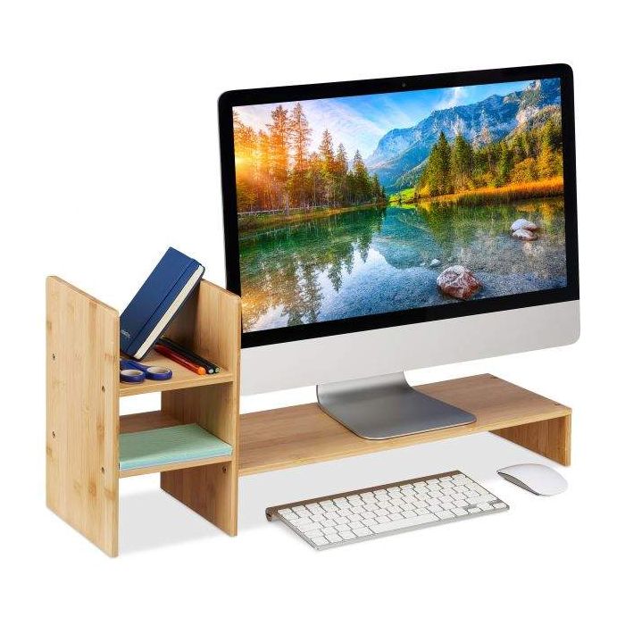 Podstawka pod monitor z 3 półkami 30x67x20cm, jasnobrązowa