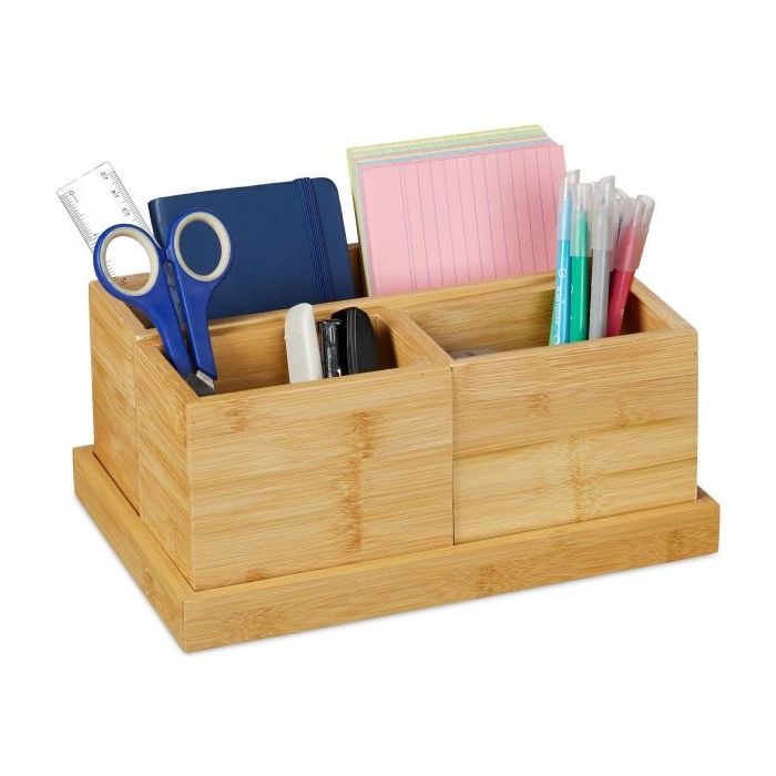 Writing instrument organizer 11.5x27x18 cm., light brown