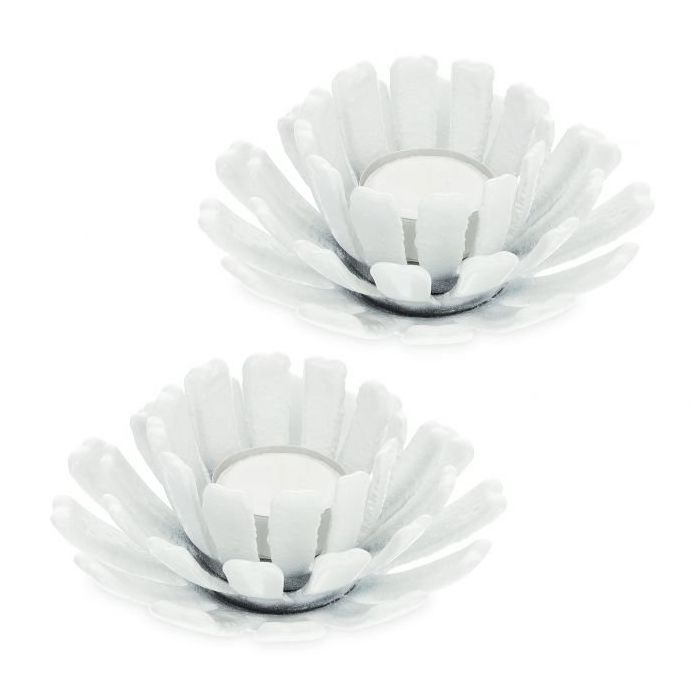 Set of 2 candlesticks 13.5x6cm., white