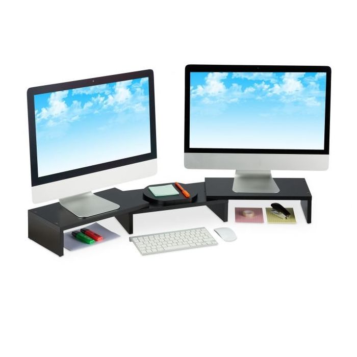 Stojak pod monitor 2 monitory 11x104x20,5cm, czarny
