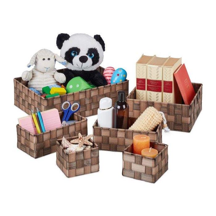 Set of 6 baskets, brown