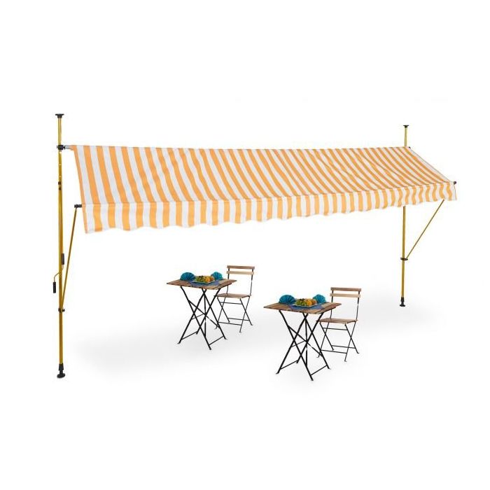 Markiza automatycznie zwijana 400x120cm, pomarańczowo-złoto-biała