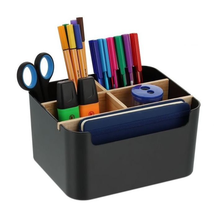 Writing instrument organizer 9.5x18x15 cm., black/light brown