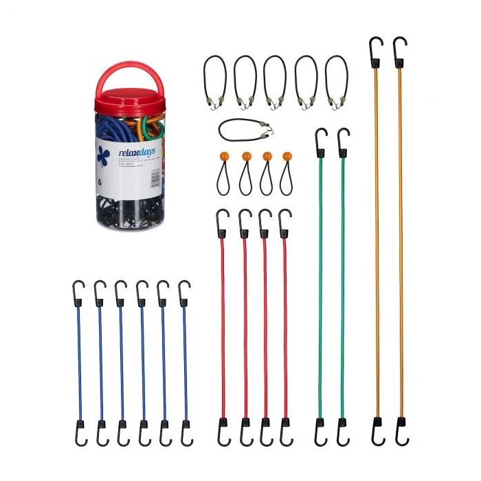 Set of 24 bicycle rack rubber bands, blue/yellow/red/green