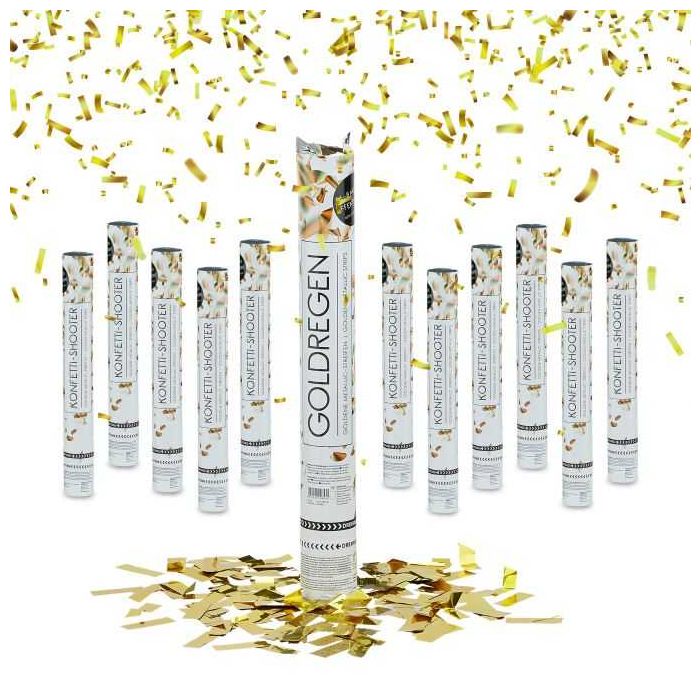 Set of 12 confetti cannons 40x5cm., gold color