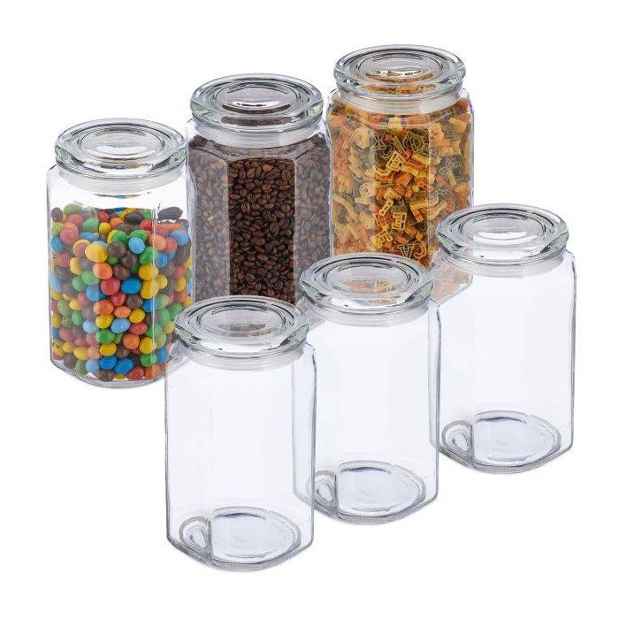 Set of 6 transparent containers for bulk products 22.5x13.5x13.5cm, 2.4L.