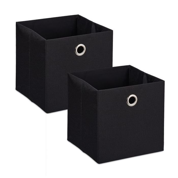Zestaw 2 pudełek do przechowywania 30,5x30,5x30,5 cm, czarno-srebrny