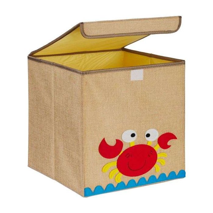 Folding box with lid 33x33x33cm., beige/yellow/orange color