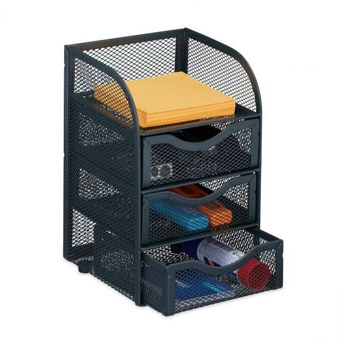 Organizer na przybory do pisania z 3 przegródkami 21x12,5x13 cm, ciemnoszary